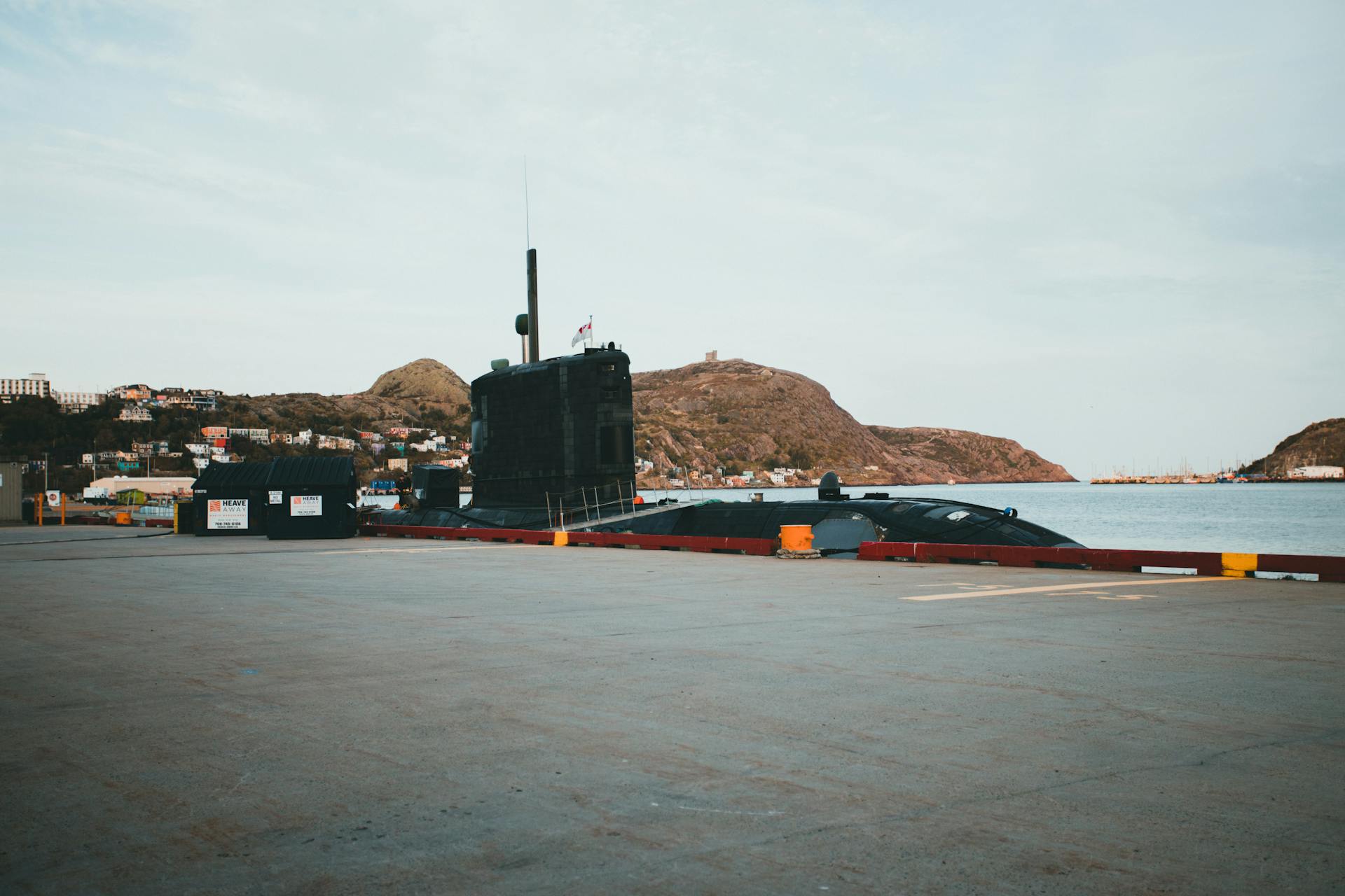 Submarine Docked in Harbor