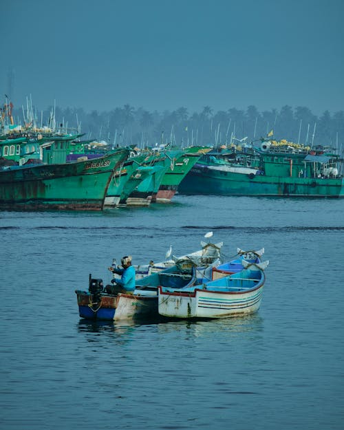 Balık tutmak, balıkçı, balıkçı tekneleri içeren Ücretsiz stok fotoğraf