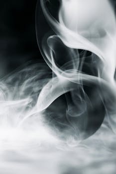 Captivating abstract smoke image with intricate swirls and gradients in black and white.
