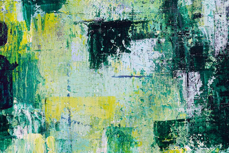 Yellow Green And Black Paint On Canvas