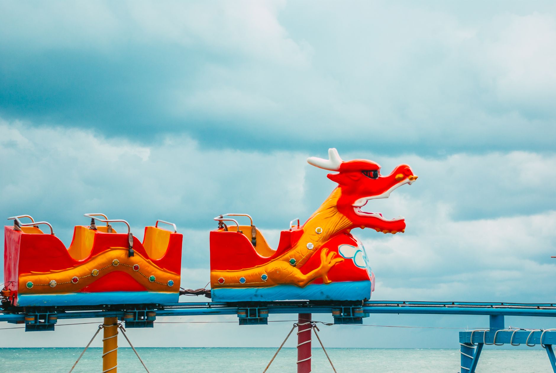 Children's area at German theme park with colourful rides