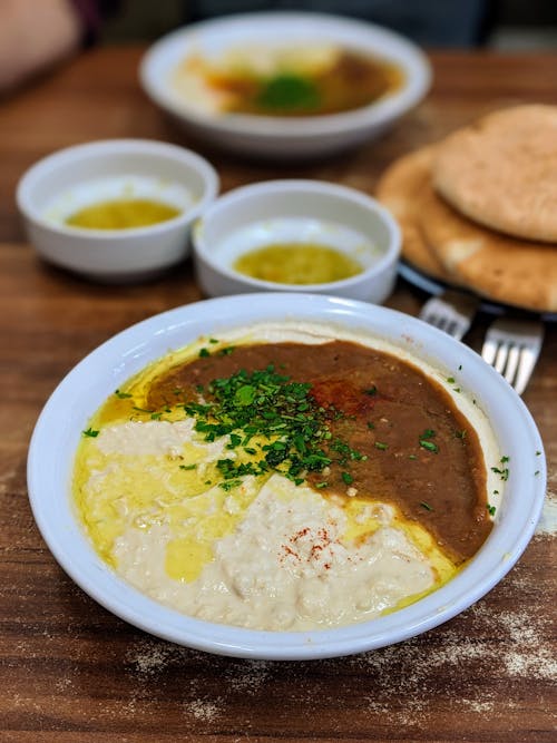 Free stock photo of hummus plate