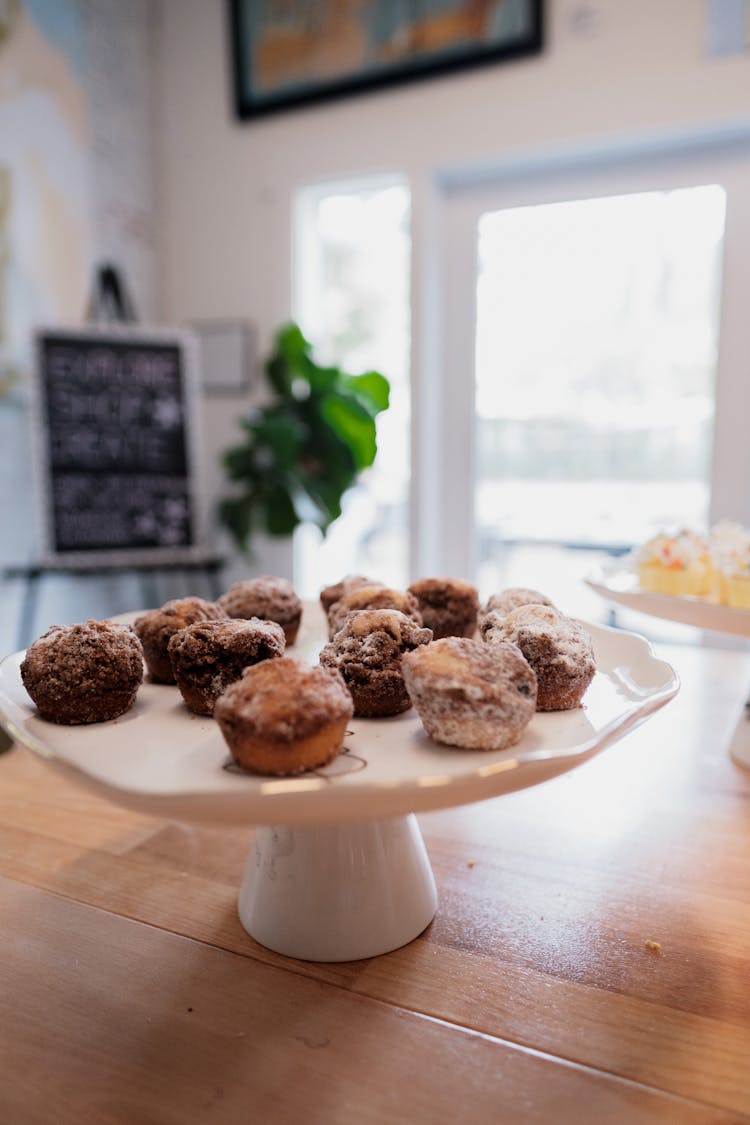 Cupcakes On White Ceramic Plate