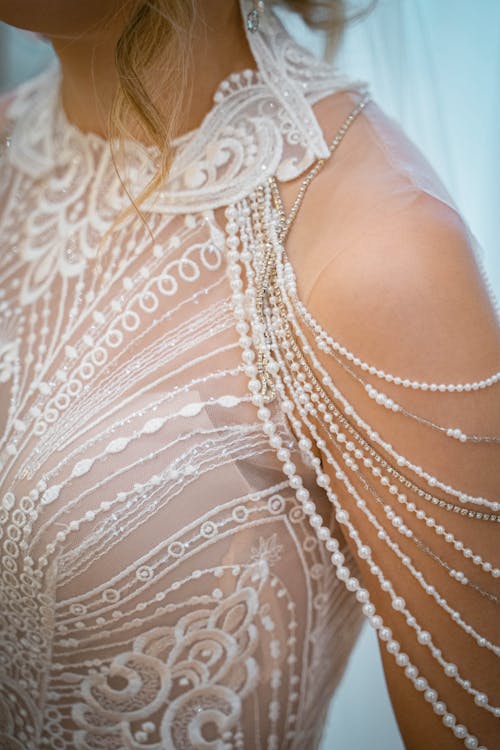 Free A Closeup Shot of a Wedding Dress Design Stock Photo