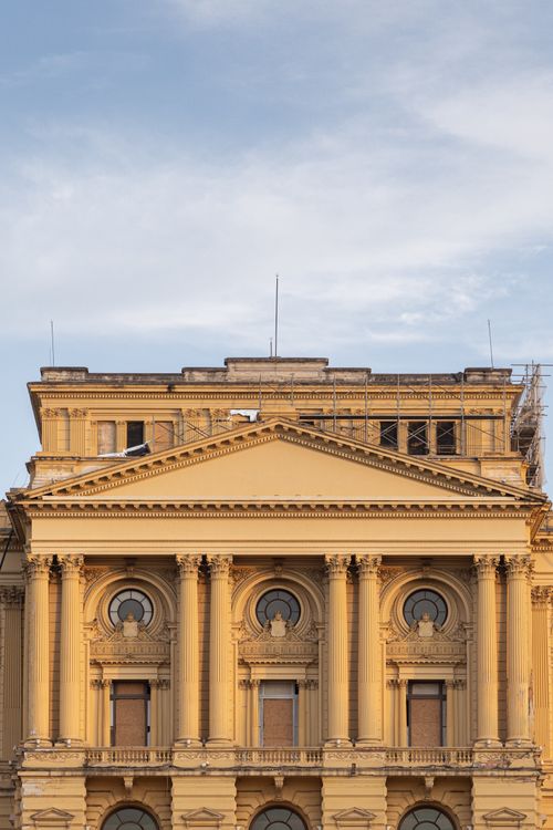 Free A classic architectural facade with columns and ornate details in São Paulo, Brazil. Stock Photo