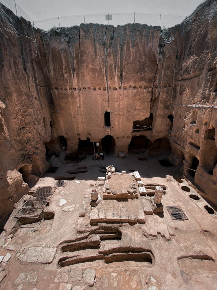 Rock Formations With Ancient Caves 