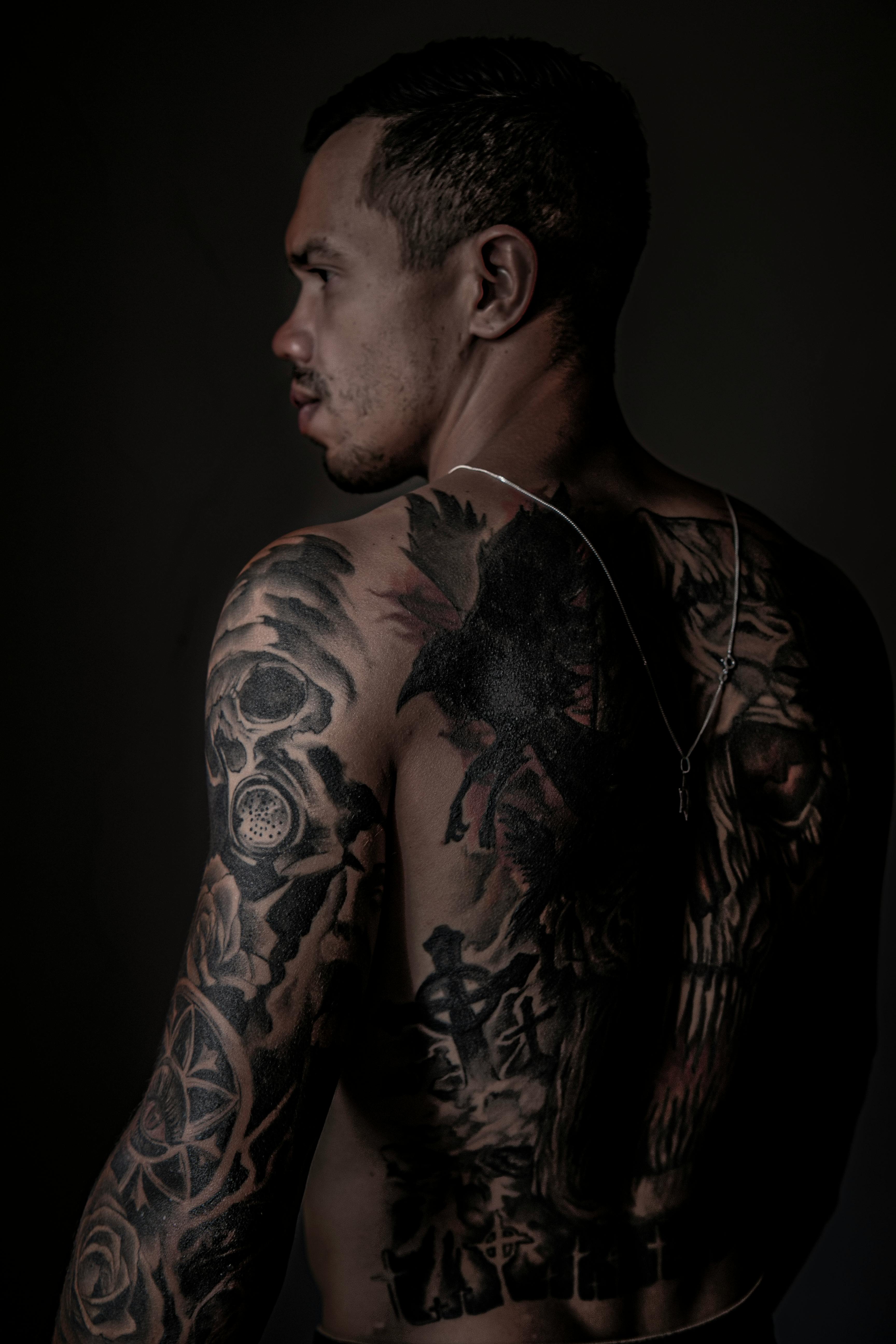Blackwork Tattoo Style Full Body Skeleton Graphic · Creative Fabrica