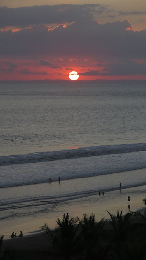 People Walking on the Beach during Sunset