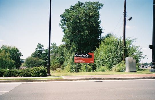 Vacant lot in Atlanta featuring a development opportunity sign amidst greenery.