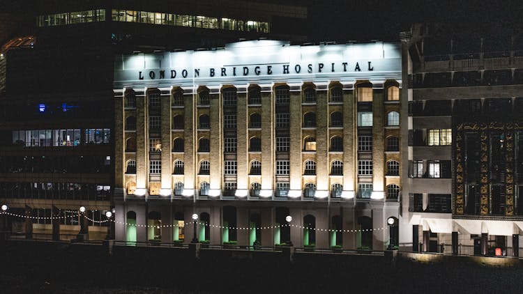 Illuminated Hospital At Night 