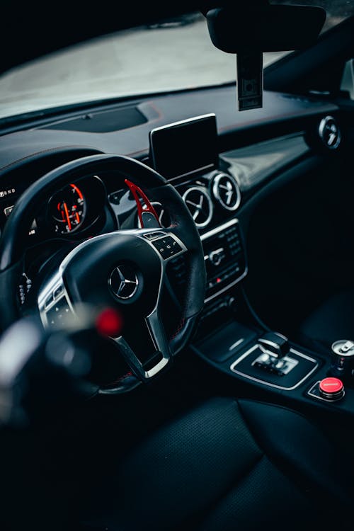 Black and Silver Steering Wheel