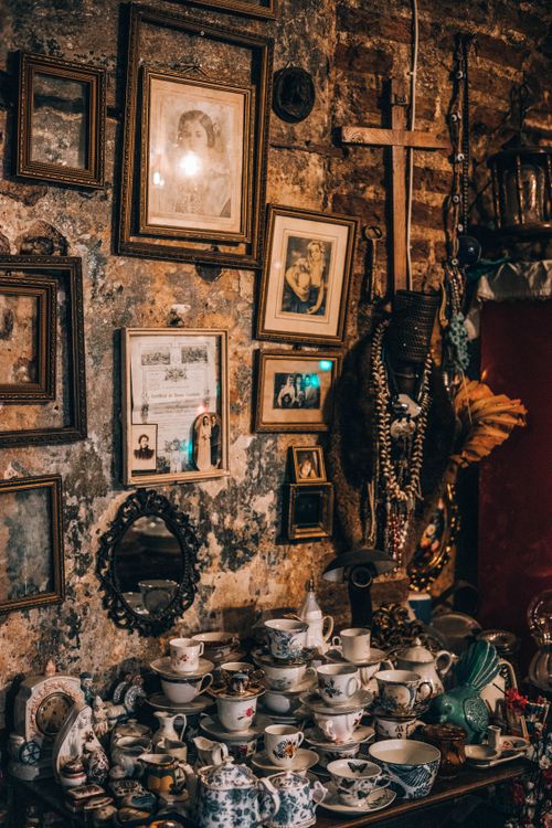 Free A collection of vintage porcelain cups and decor in an antique setting, perfect for collectors. Stock Photo
