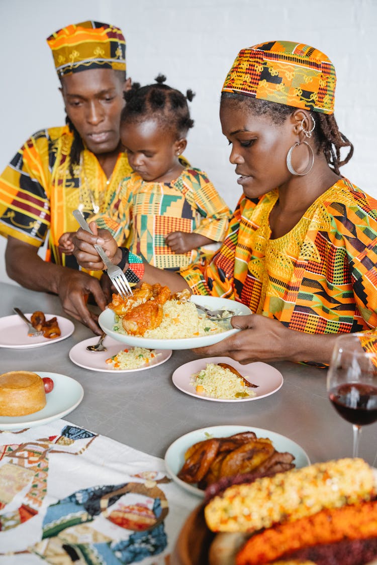 A Happy Family Eating Together