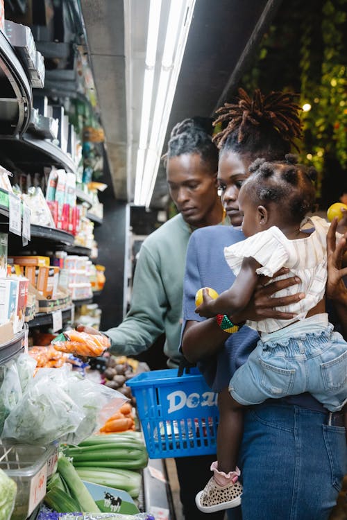A Family Buying Groceries in a Supermarket