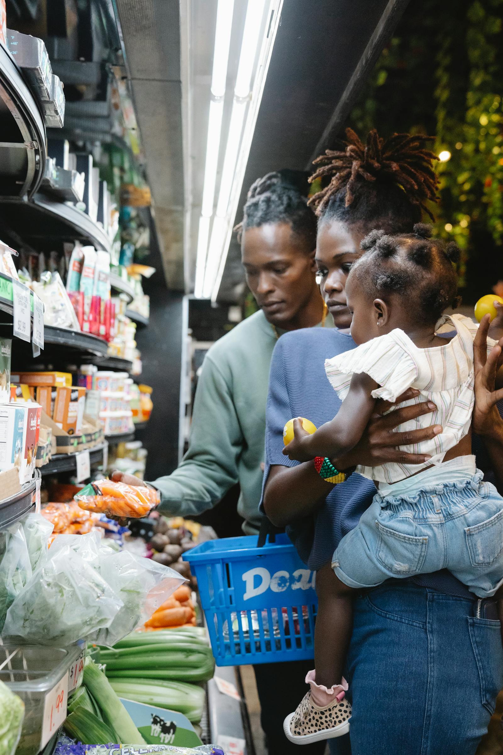 African family shopping in a modern supermarket