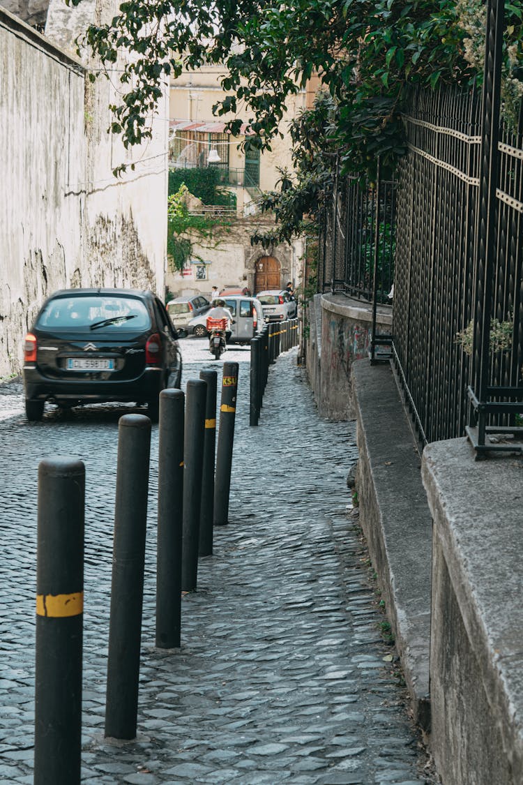 Posts On Cobblestone Street In Town