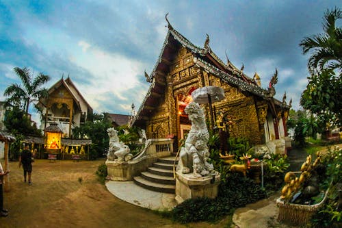 Free Temple With Two Statues On Entrance Stock Photo