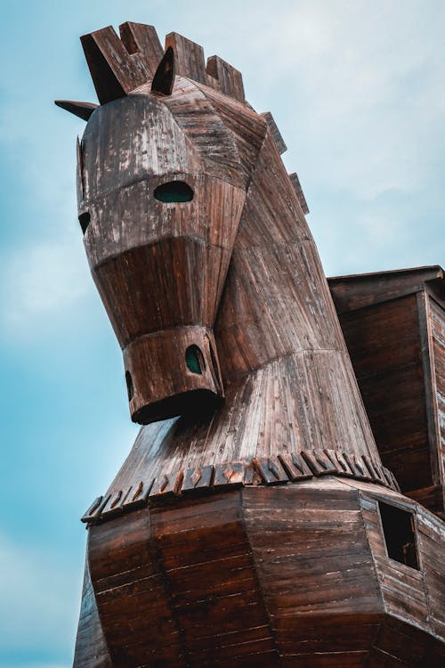 Free Trojan horse replica at the museum. Canakkale, Turkey Stock Photo