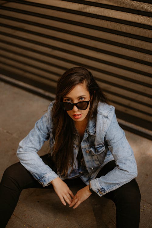 Free A Woman in a Denim Jacket  Stock Photo