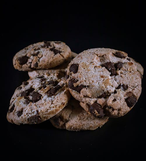 Free Chocolate Chip Cookies on Black Surface Stock Photo