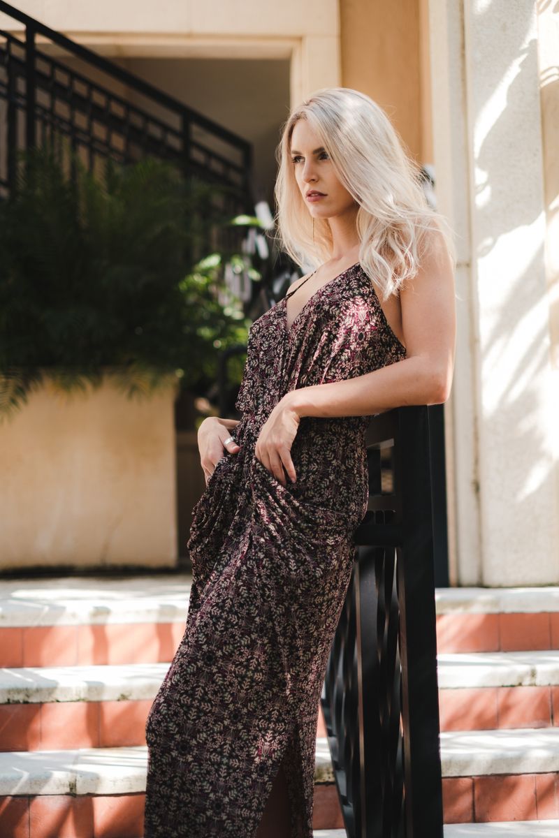 woman in an elegant wrap dress