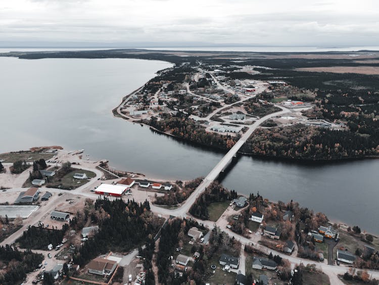 Aerial View Of Bridge Connecting Islands