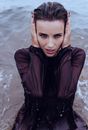 Portrait of woman posing in water