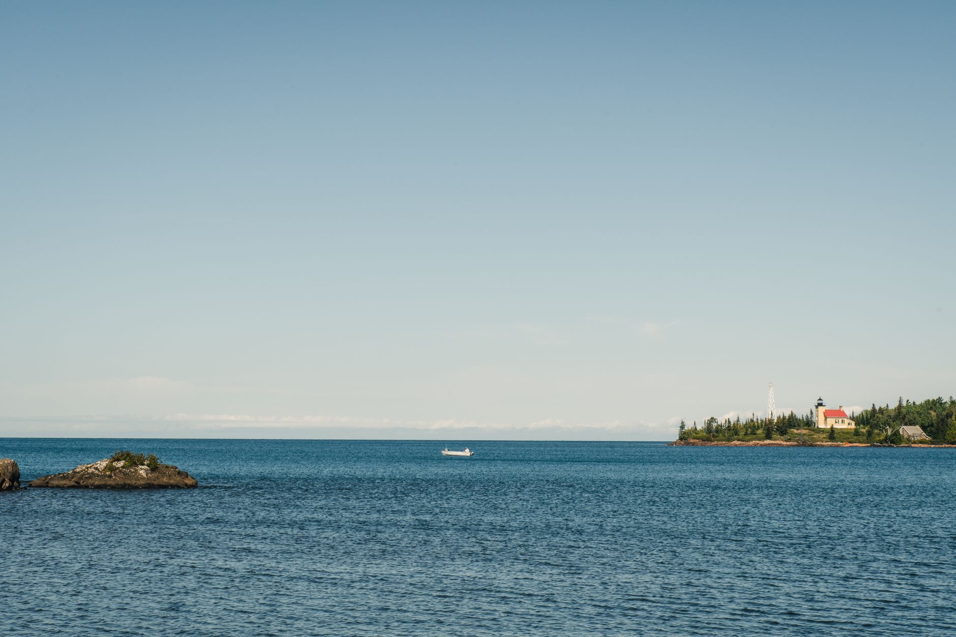 Copper Harbor Lighthouse on the Lake Superior shore, Keweenaw Peninsula