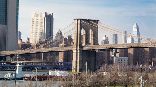 Základová fotografie zdarma na téma brooklynský most, budovy, lodě