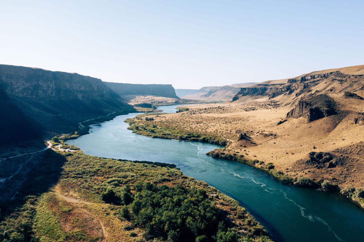 A river canyon landscape in Idaho