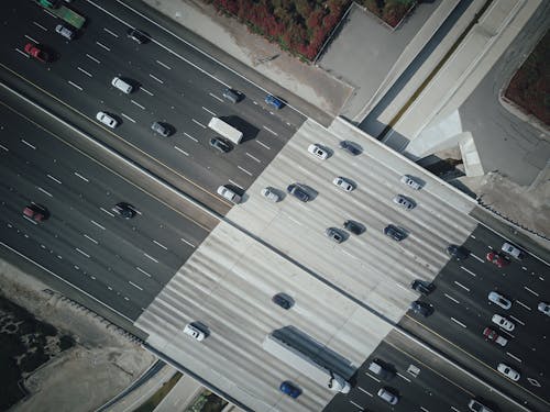 Aerial Photography of Vehicles on Freeway