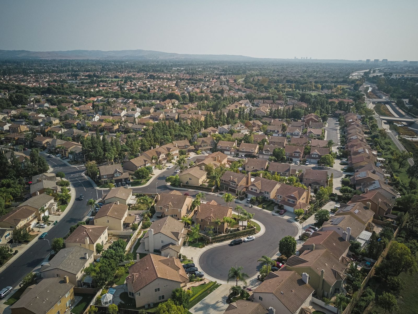 Aerial view of an established Las Vegas neighborhood