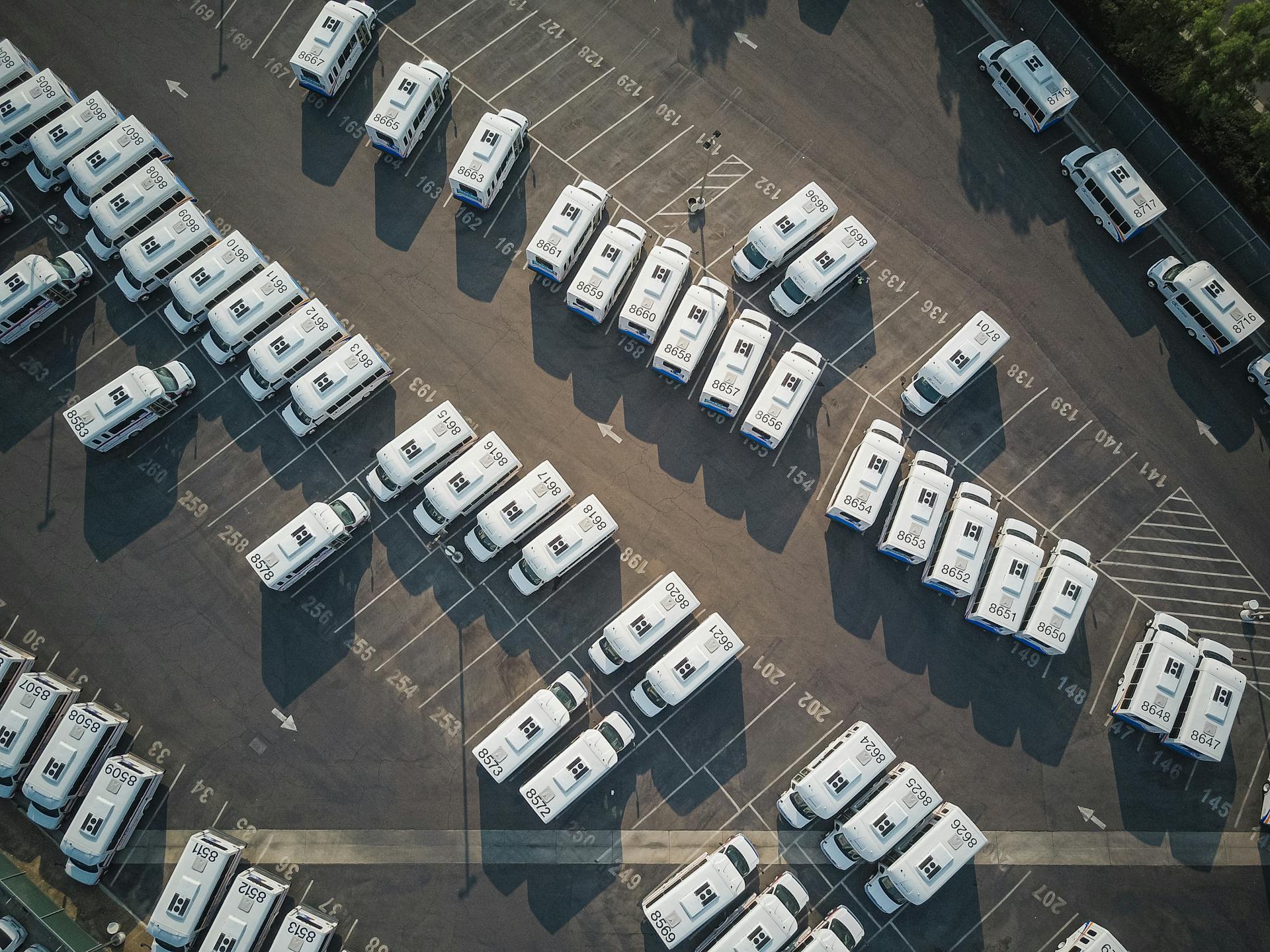 Top View Shot of Vehicles on an Open Parking Lot