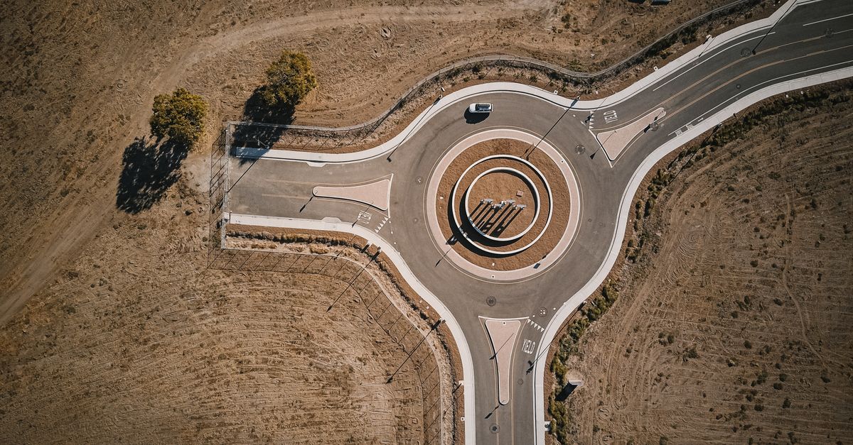 Roundabout Path High Resolution High Angle Shot of a Roundabout Road · Free Stock Photo