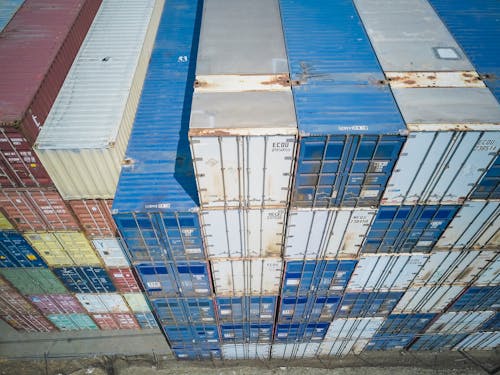 Бесплатное стоковое фото с Аэрофотосъемка, грузовые контейнеры, контейнерное судно