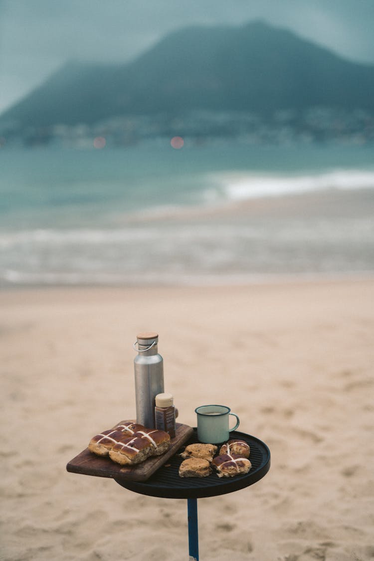 Breads On The Table Near The Beach