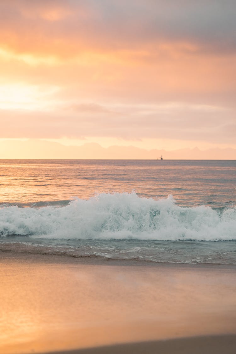 Sea Waves Crashing On The Seaside