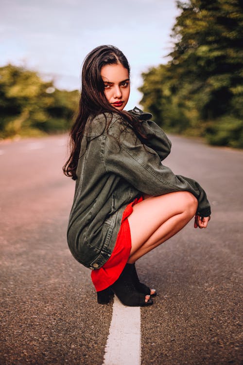 Woman in Black Denim Jacket 