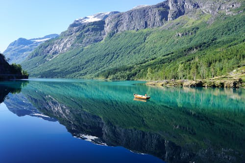 Scenci View of Canoe on a Lake 