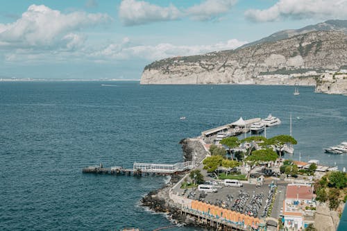 Village with Pier on Sea Shore