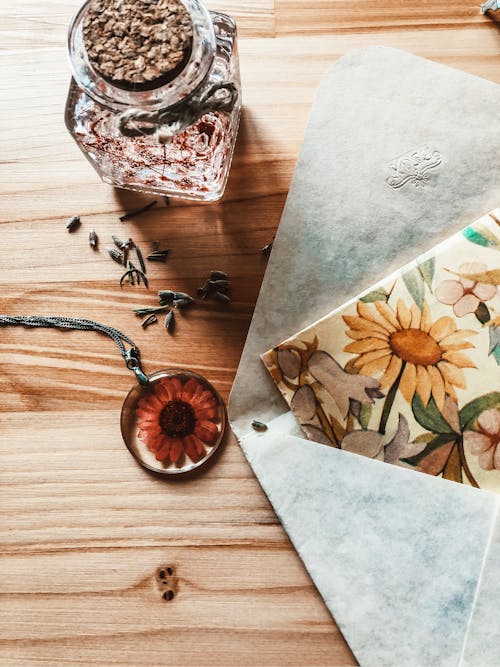 Free White and Brown Floral Paper Bag Stock Photo