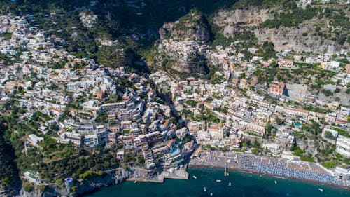 Aerial View of a Coastal City 