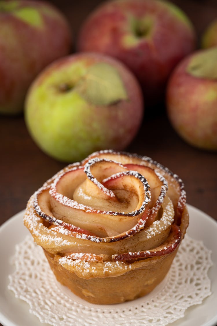 Apple Rose Tart On Ceramic Plate