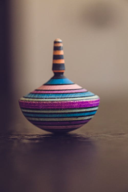 Multi Color Striped Ceramic Vase