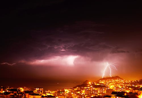 Lightning over City 