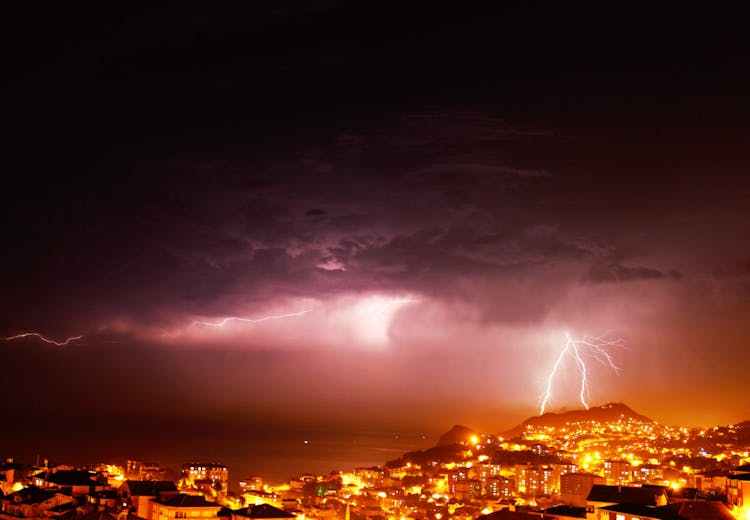 Lightning Over City 