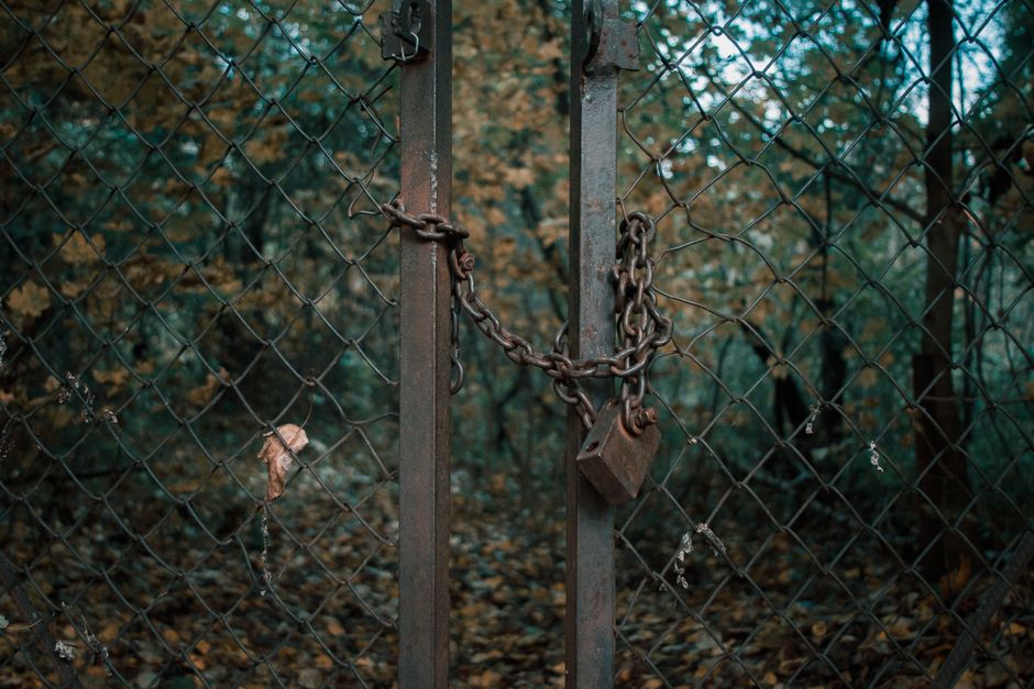 padlock on chain fence