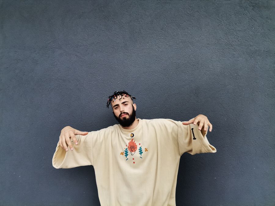 Cream Embroidered Boxy Tee