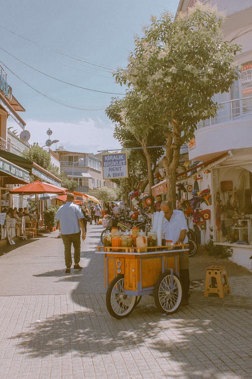 A Street Vendor with a Food Cart 