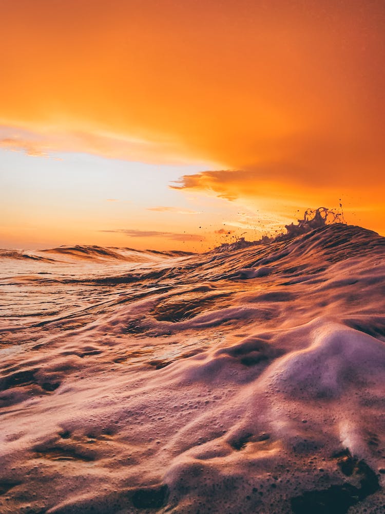 Wave On Sea At Sunset
